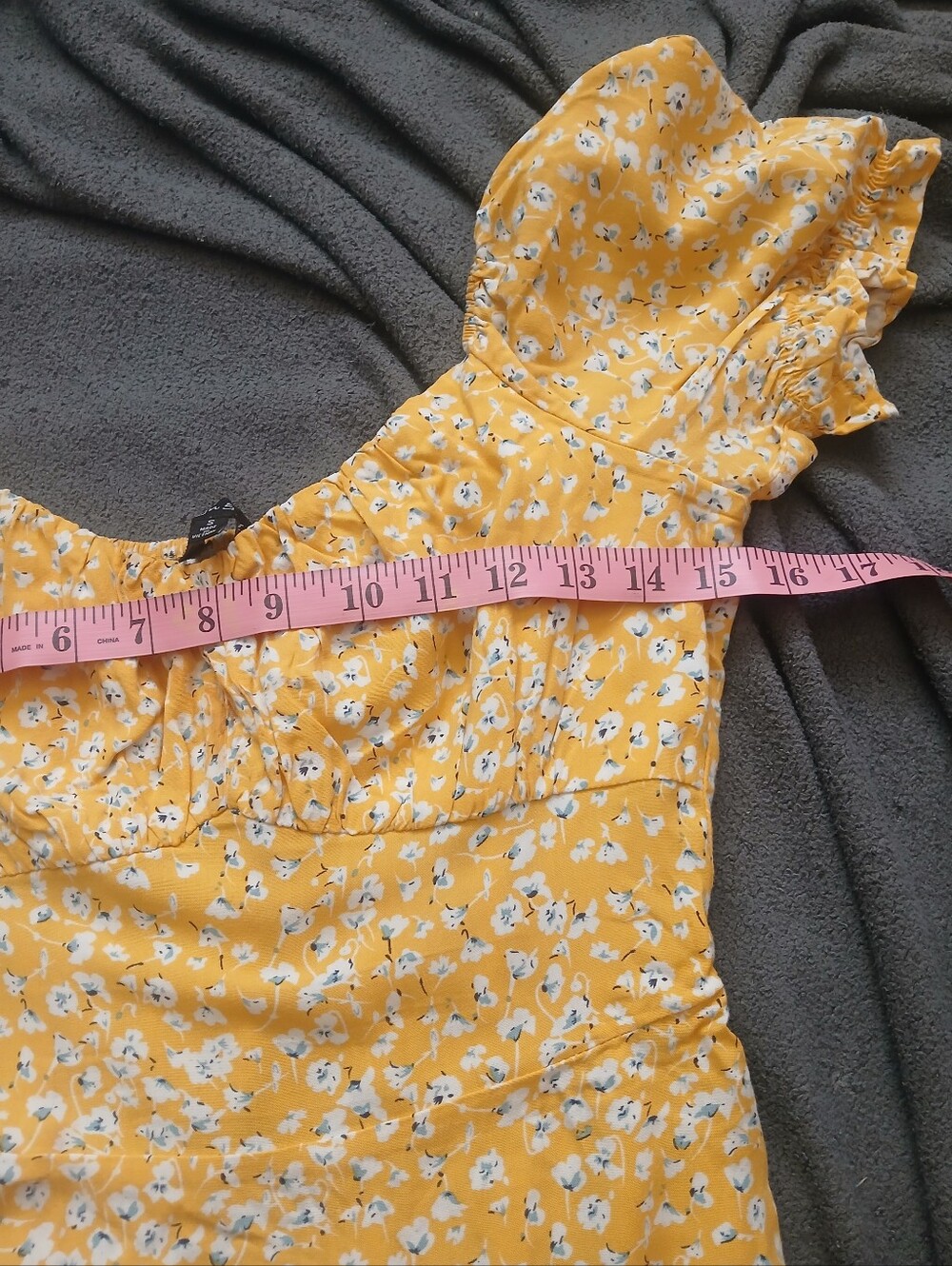 Yellow Floral Puff Sleeve Summer Dress - Picture 2 of 5